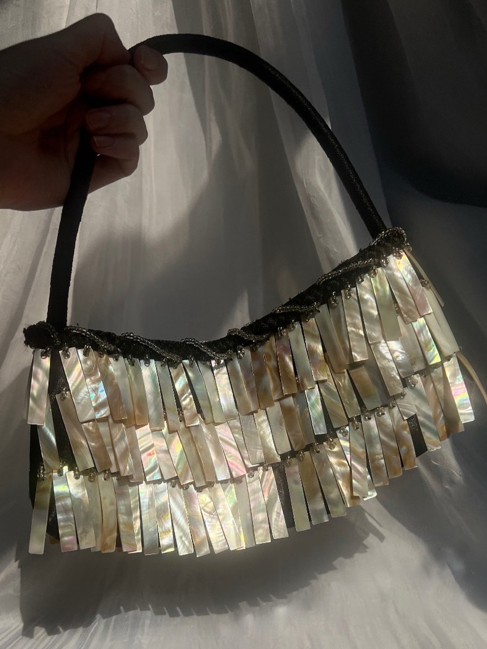 🐚Vintage // Abalone Shell Fringe Bag🐚